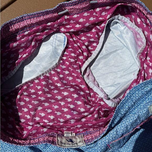 Ted Baker Geometric Print Lobster Blue Patterned Men's Swim Shorts 3XL - Picture 6 of 7